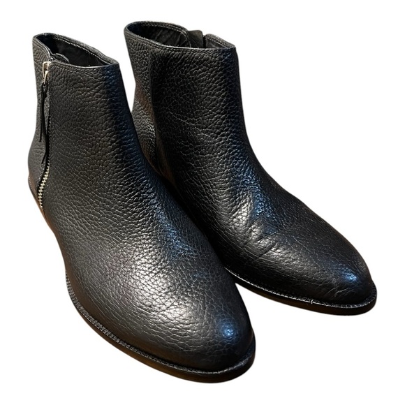 J. Crew Frankie Booties Black Pebbled Leather Casual Side Zip Ladies Size 8 - Picture 2 of 13